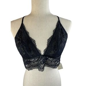 Intimately Free People Bra Bralette Womens Large Maya Longline Black Racerback